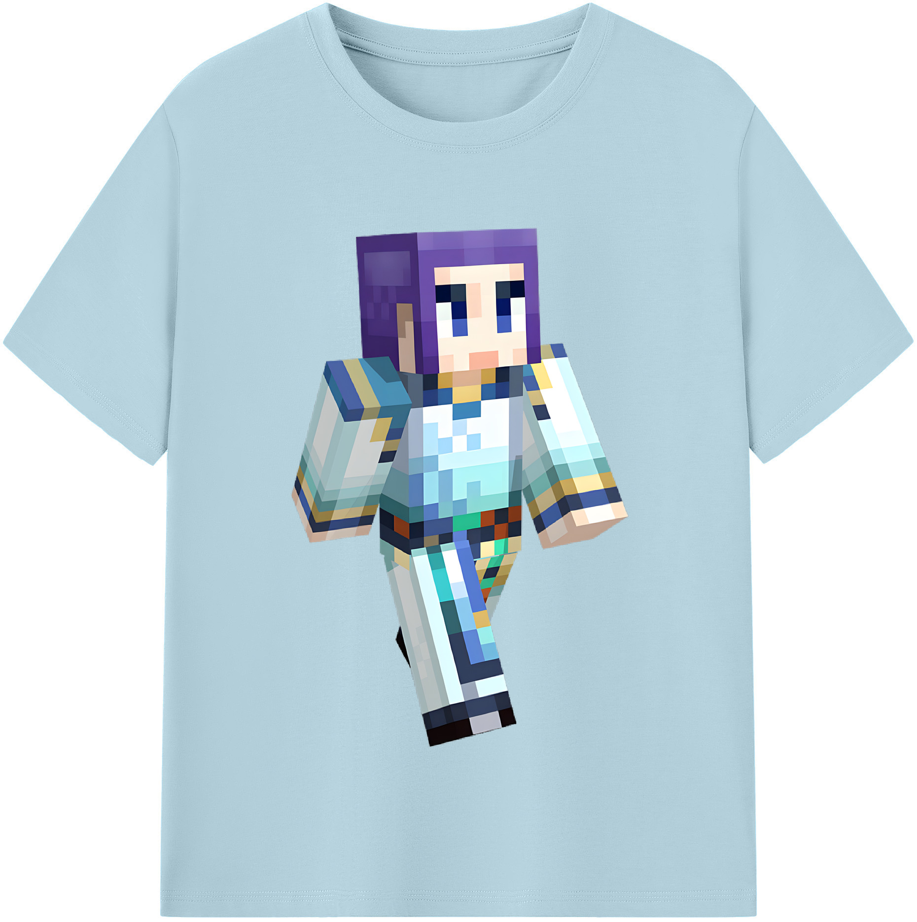 （画像用） マインクラフト ブロックの世界 Minecraft MC Block world 綿100％半袖Tシャツ（フロントプリント）